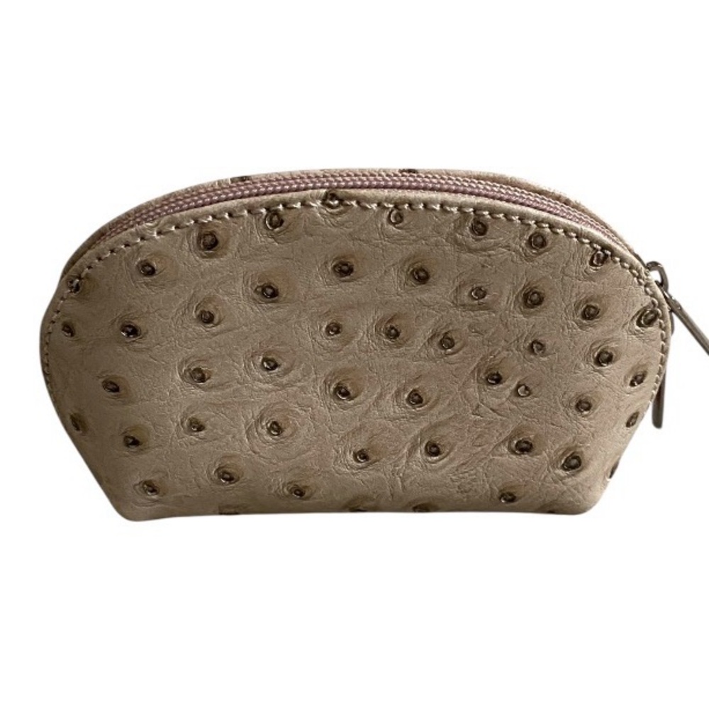 Made in Italy ostrich embossed leather coin purse